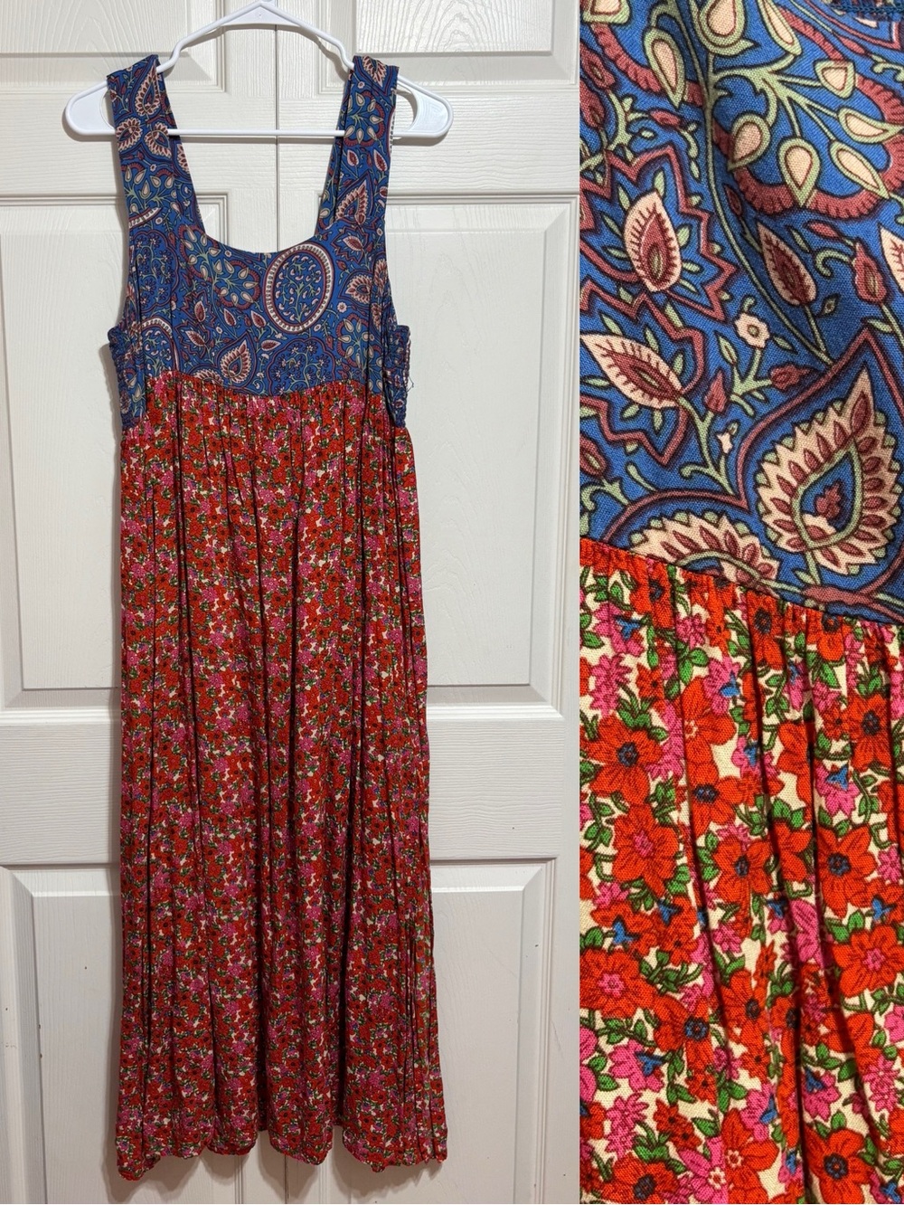 NATURAL LIFE Blue and Red Paisley Sundress